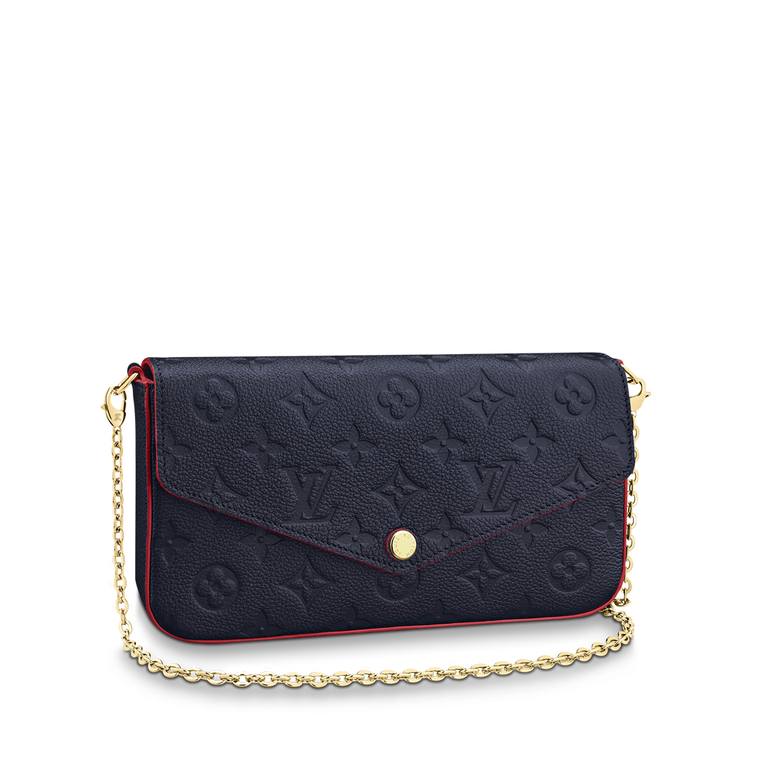 Louis Vuitton FELICIE POCHETTE Handbag Monogram Empreinte M64099 Navy Blue/Red